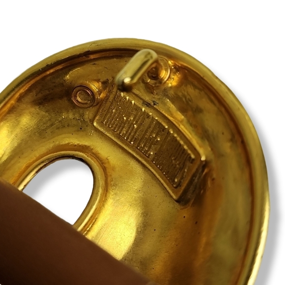 VINTAGE ROBERT LEE MORRIS Leather Belt Gold Swirl Buckle Wearable Art Deco 80s - Picture 13 of 16